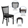 HERCULES Series Black Vertical Back Metal Restaurant Chair - Walnut Wood Seat XU-DG-6Q2B-VRT-WALW-GG