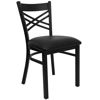 HERCULES Series Black ''X'' Back Metal Restaurant Chair - Black Vinyl Seat  XU-6FOBXBK-BLKV-GG