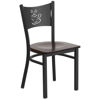 HERCULES Series Black Coffee Back Metal Restaurant Chair - Walnut Wood Seat XU-DG-60099-COF-WALW-GG