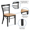 HERCULES Series Black Three-Slat Ladder Back Metal Restaurant Chair - Natural Wood Seat XU-DG6Q6B1LAD-NATW-GG