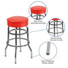 Double Ring Chrome Barstool with Red Seat XU-D-100-RED-GG
