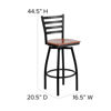 HERCULES Series Black Ladder Back Swivel Metal Barstool - Cherry Wood Seat XU-6F8B-LADSWVL-CHYW-GG