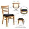 HERCULES Series Ladder Back Natural Wood Restaurant Chair - Black Vinyl Seat XU-DGW0005LAD-NAT-BLKV-GG