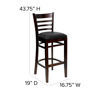 HERCULES Series Ladder Back Mahogany Wood Restaurant Barstool - Black Vinyl Seat XU-DGW0005BARLAD-MAH-BLKV-GG