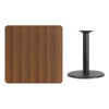 36'' Square Walnut Laminate Table Top with 24'' Round Table Height Base XU-WALTB-3636-TR24-GG