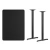 30'' x 42'' Rectangular Black Laminate Table Top with 5'' x 22'' Bar Height Table Bases XU-BLKTB-3042-T0522B-GG