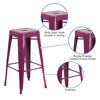 Commercial Grade 30" High Backless Purple Indoor-Outdoor Barstool ET-BT3503-30-PUR-GG