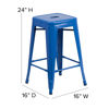Commercial Grade 24" High Backless Blue Metal Indoor-Outdoor Counter Height Stool with Square Seat CH-31320-24-BL-GG