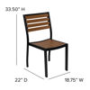 Lark 7 Piece All-Weather Deck or Patio Set-4 Stacking Faux Teak Chairs, 35" Square Faux Teak Table, Teal Umbrella & Base XU-DG-810060364-UB19BTL-GG