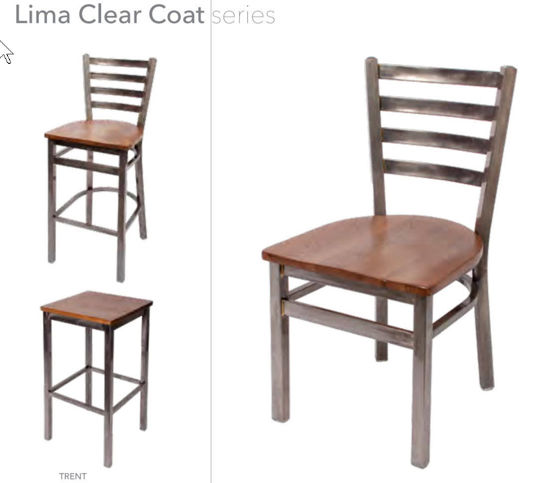 LIMA CLEAR COAT SERIES SIDE CHAIR, BAR STOOL, BACKLESS BAR STOOL